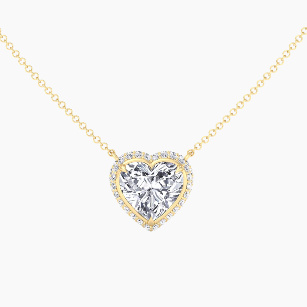 Heart Halo Floating Pendant Lab Diamond Necklace (16 in.) 18K Gold