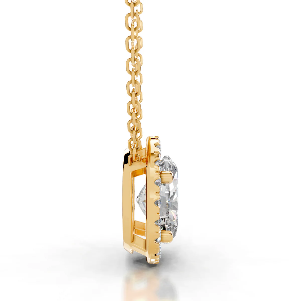 Oval Halo Floating Pendant Lab Diamond Necklace (16 in.) 18K Gold