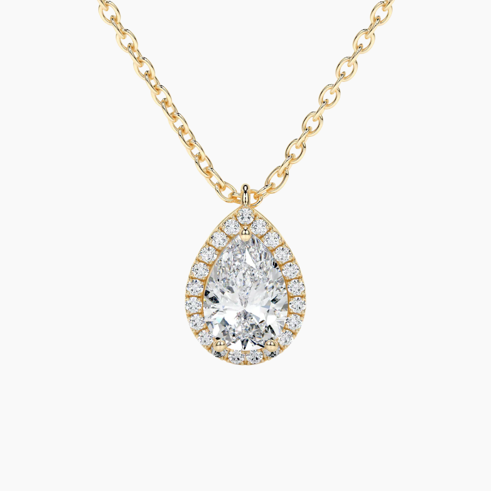 Pear Halo Floating Pendant Lab Diamond Necklace (16 in.) 18K Gold
