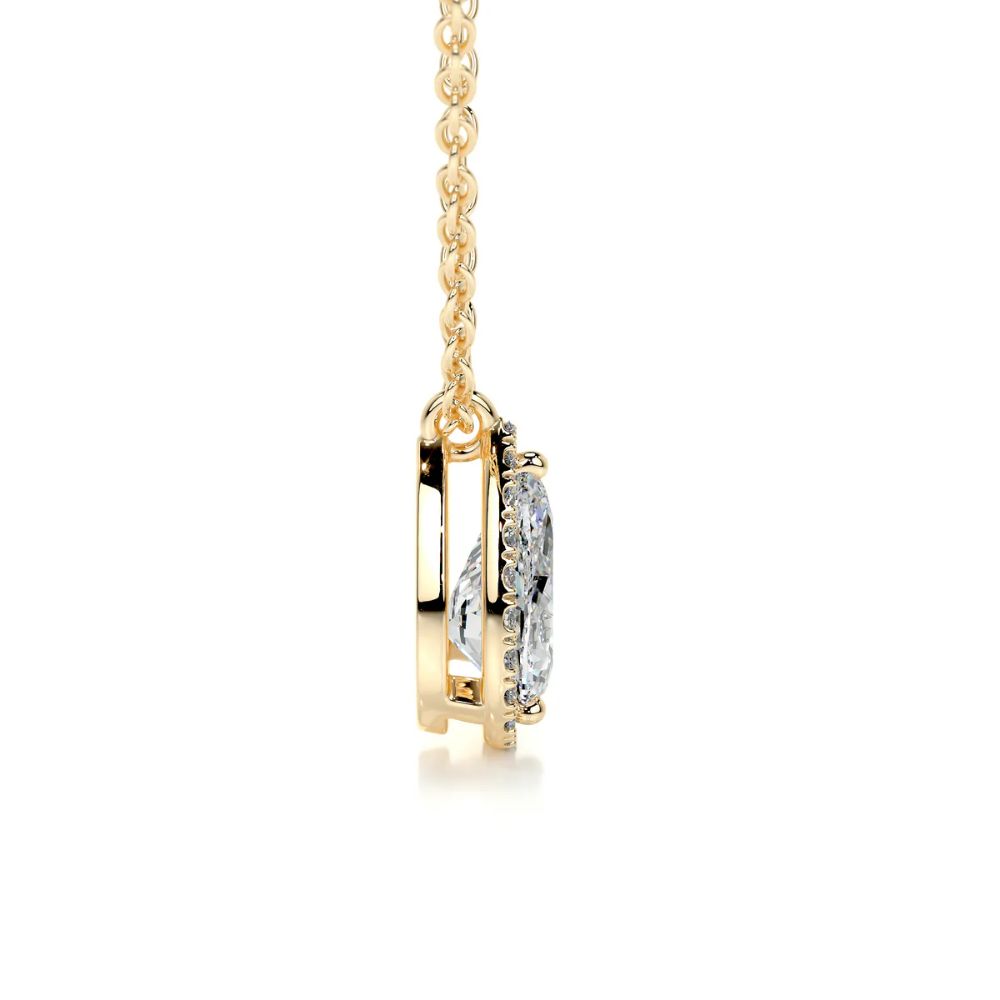 Pear Halo Floating Pendant Lab Diamond Necklace (16 in.) 18K Gold