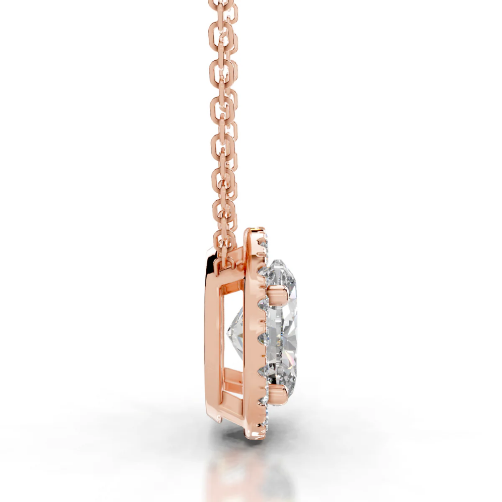 Oval Halo Floating Pendant Lab Diamond Necklace (16 in.) 18K Gold