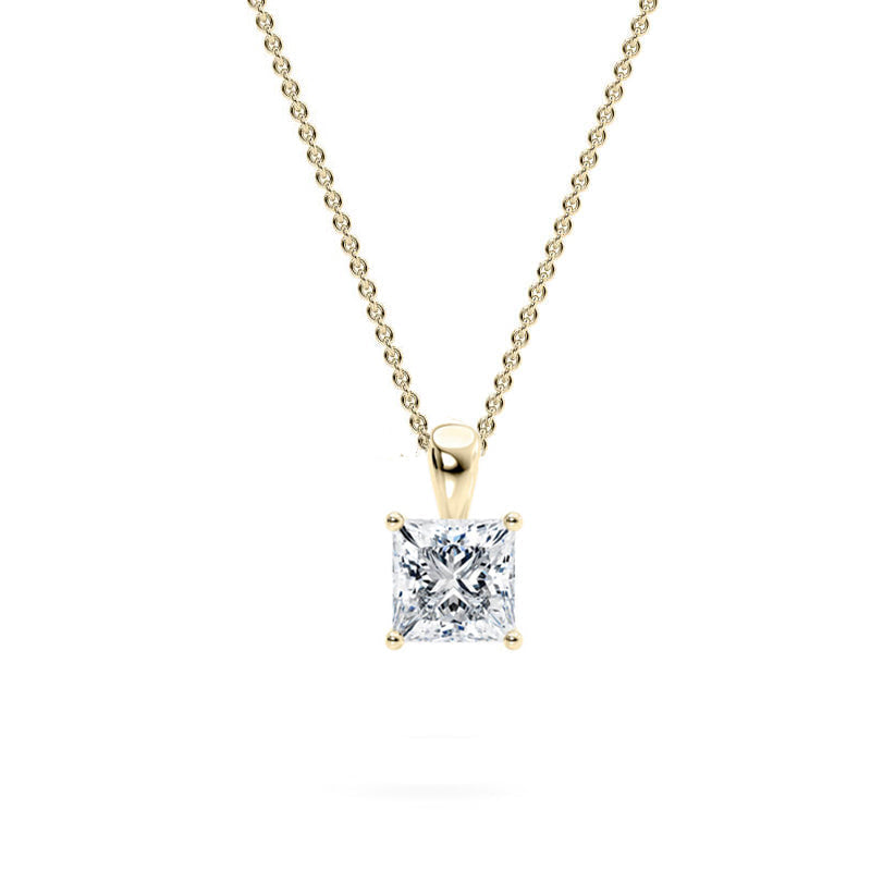 Princess Pendant Lab Diamond Necklace 18K Gold