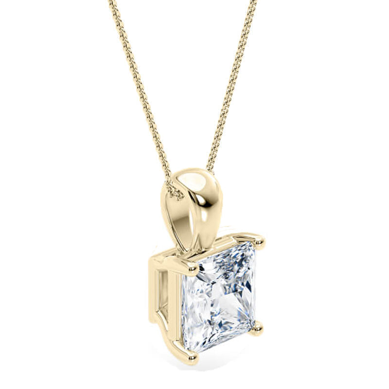 Princess Pendant Lab Diamond Necklace 18K Gold