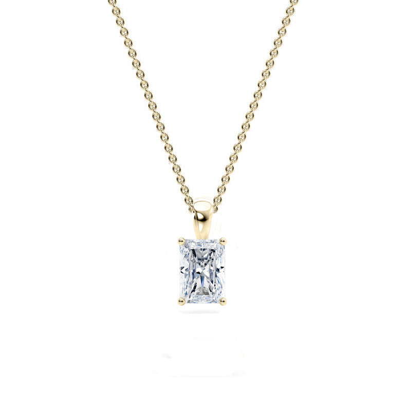 Radiant Pendant Lab Diamond Necklace 18K Gold