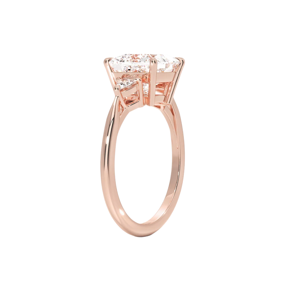 Trilogy (Trilliant Side Stones) Lab Diamond Engagement Ring in 18K Gold - Princess