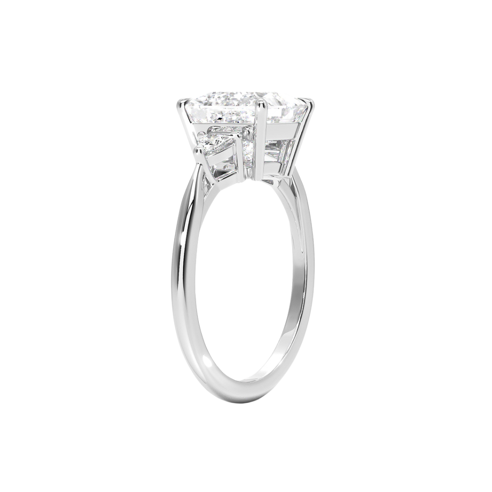 Trilogy (Trilliant Side Stones) Lab Diamond Engagement Ring in 18K Gold - Princess