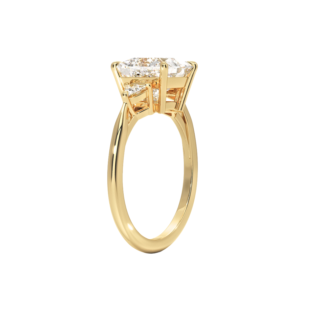 Trilogy (Trilliant Side Stones) Lab Diamond Engagement Ring in 18K Gold - Princess