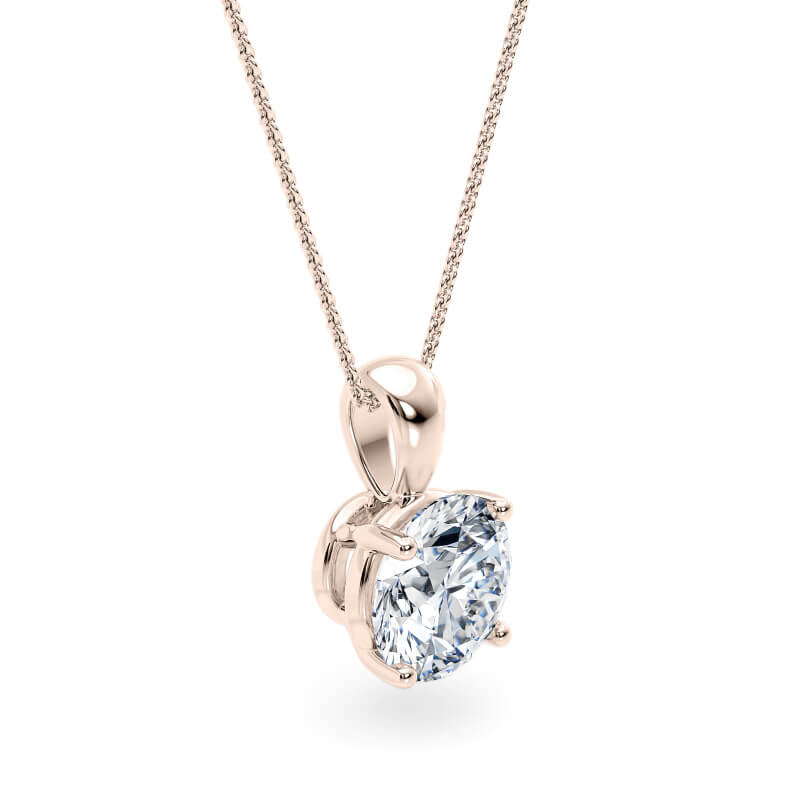 Round Pendant Lab Diamond Necklace 18K Gold