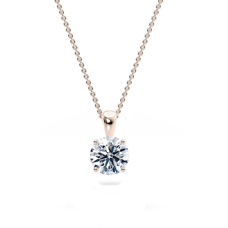Round Pendant Lab Diamond Necklace 18K Gold