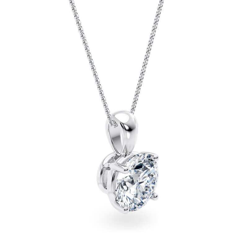 Round Pendant Lab Diamond Necklace 18K Gold