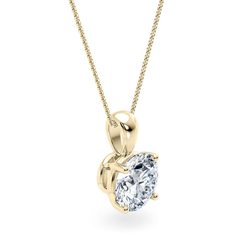Round Pendant Lab Diamond Necklace 18K Gold