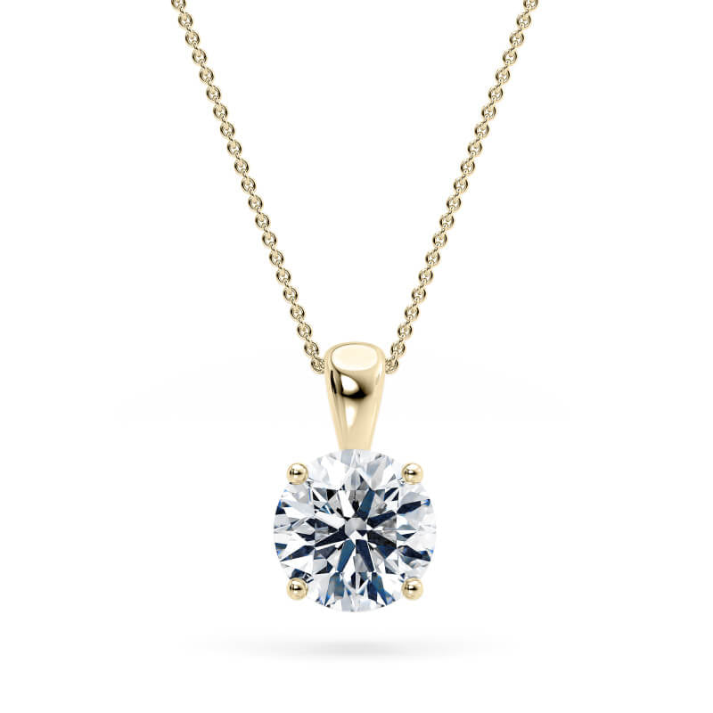 Round Pendant Lab Diamond Necklace 18K Gold