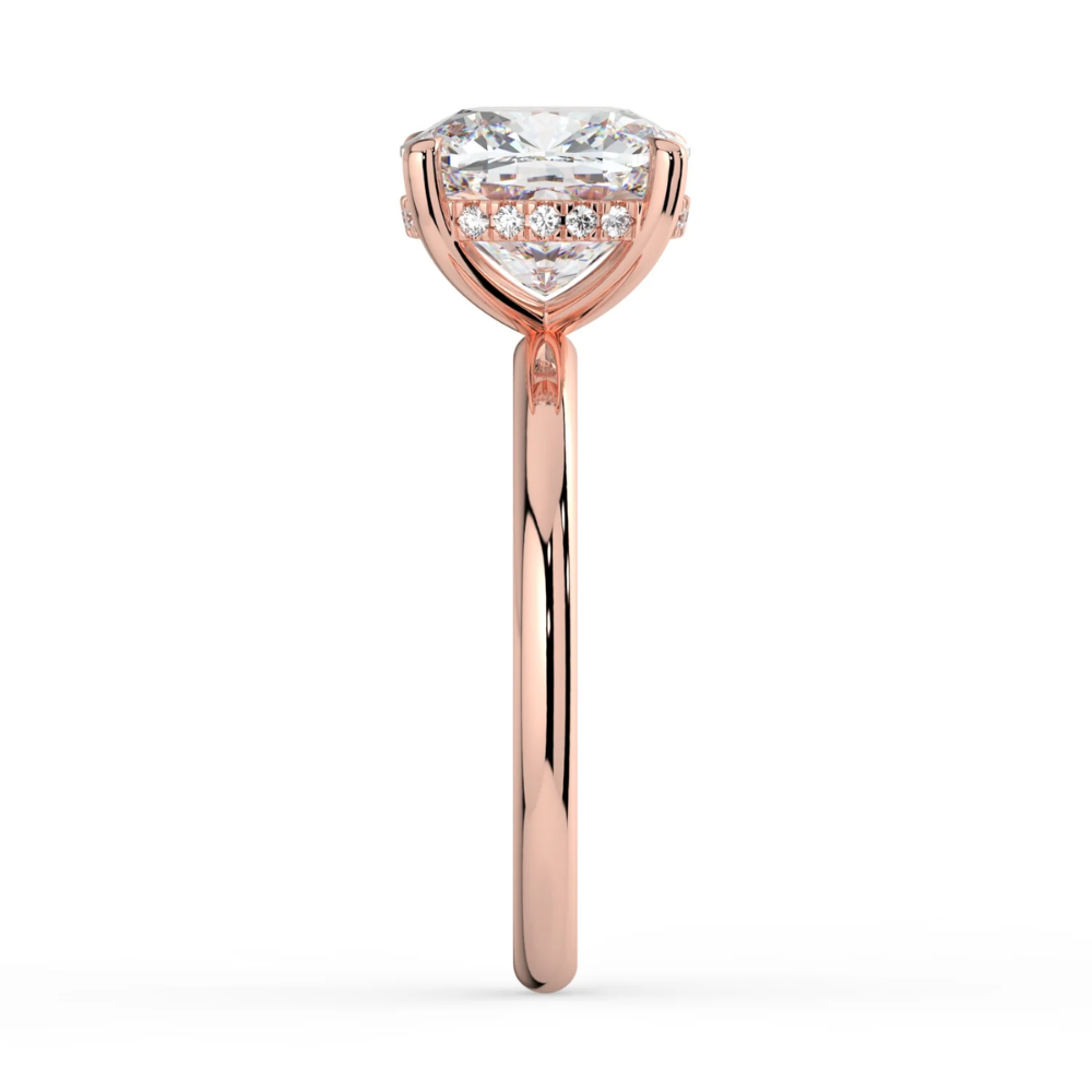 Solitaire Hidden Halo Lab Diamond Engagement  Ring in 18K Gold - Cushion