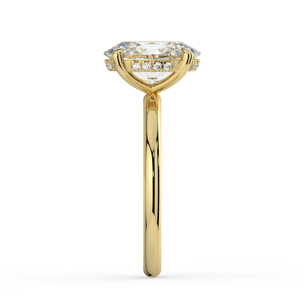 Solitaire Hidden Halo Lab Diamond Engagement  Ring in 18K Gold - Oval