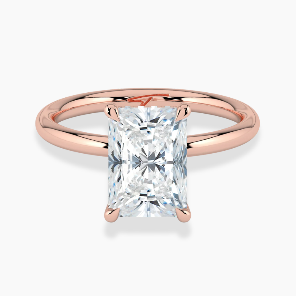 Solitaire Hidden Halo Lab Diamond Engagement  Ring in 18K Gold - Radiant