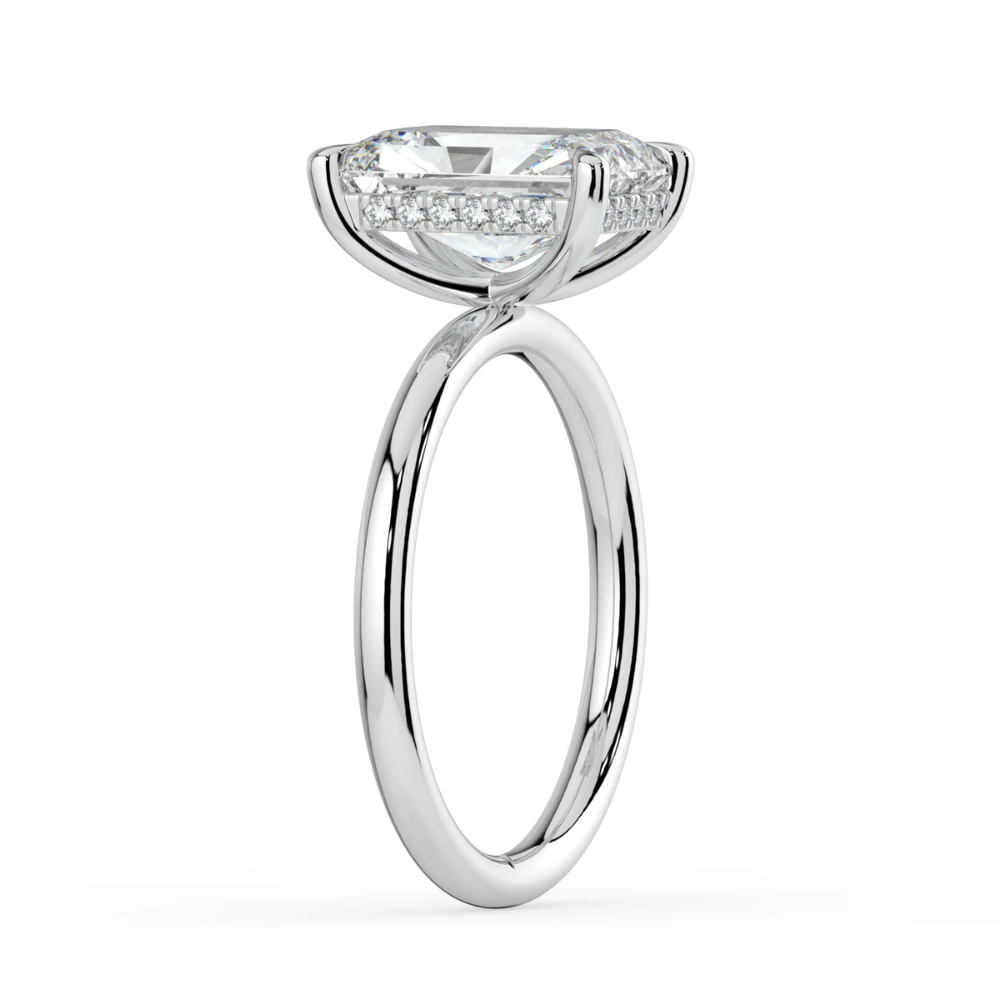Solitaire Hidden Halo Lab Diamond Engagement  Ring in 18K Gold - Radiant