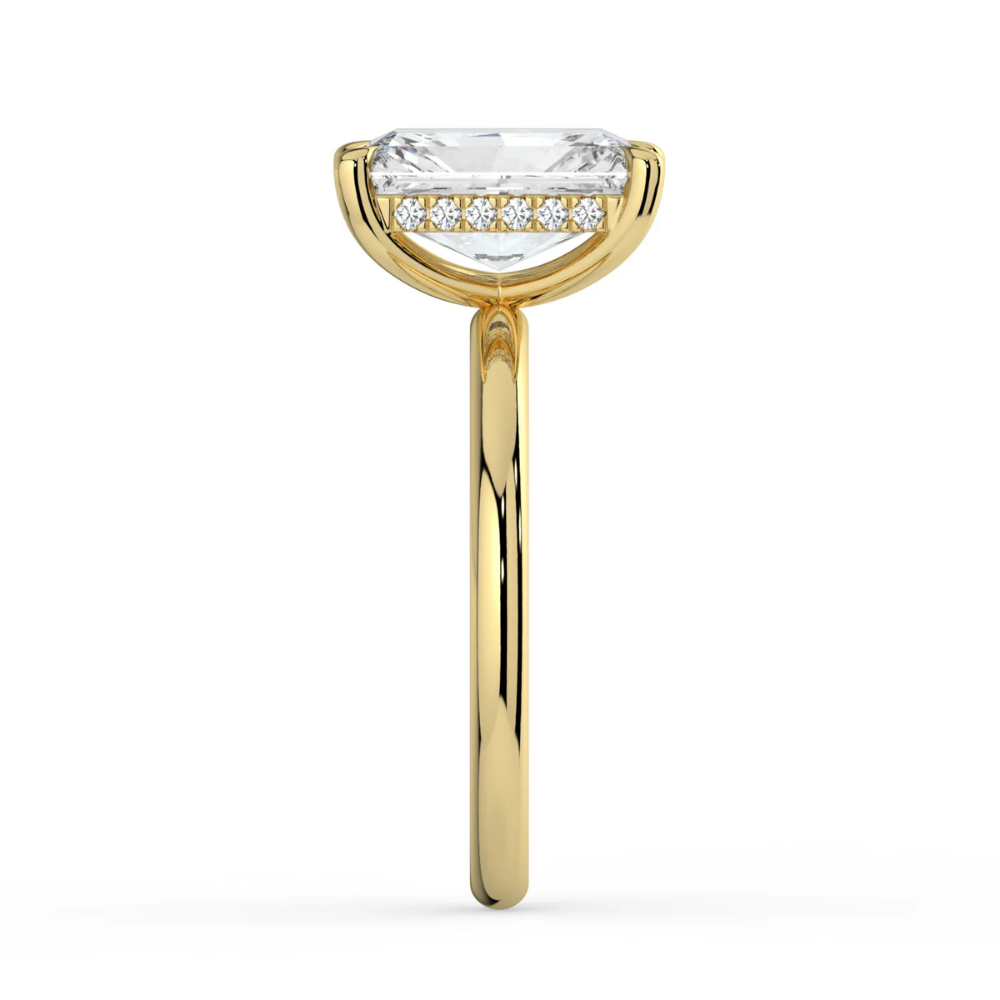 Solitaire Hidden Halo Lab Diamond Engagement  Ring in 18K Gold - Radiant