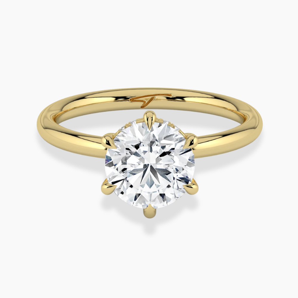 Solitaire Hidden Halo Lab Diamond Engagement  Ring in 18K Gold - Round