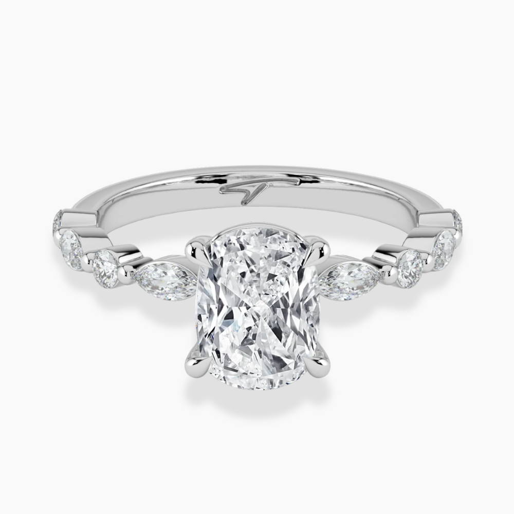 Tamila Accents Lab Diamond Engagement Ring in 18K Gold - Cushion