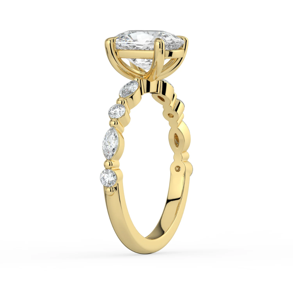 Tamila Accents Lab Diamond Engagement Ring in 18K Gold - Cushion