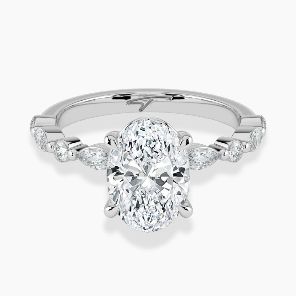 Tamila Accents Lab Diamond Engagement Ring in 18K Gold - Oval