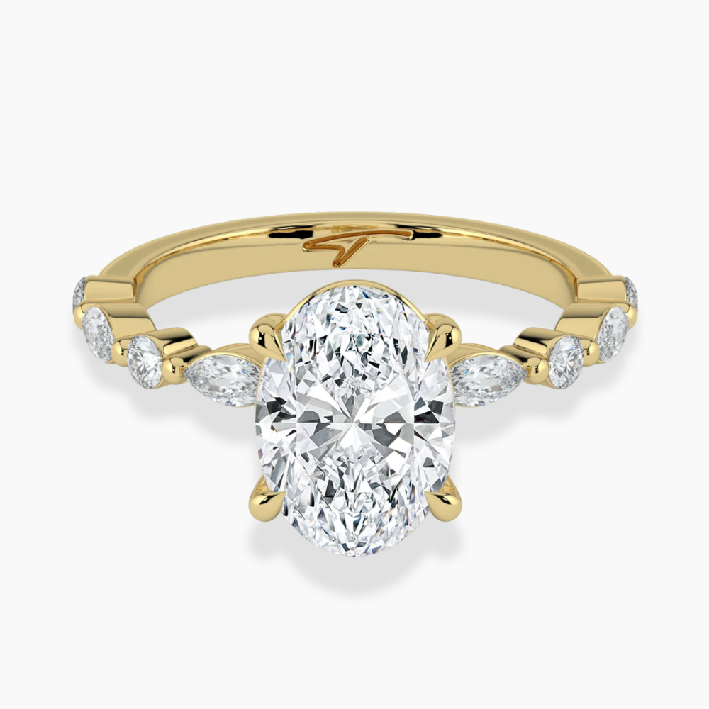 Tamila Accents Lab Diamond Engagement Ring in 18K Gold - Oval