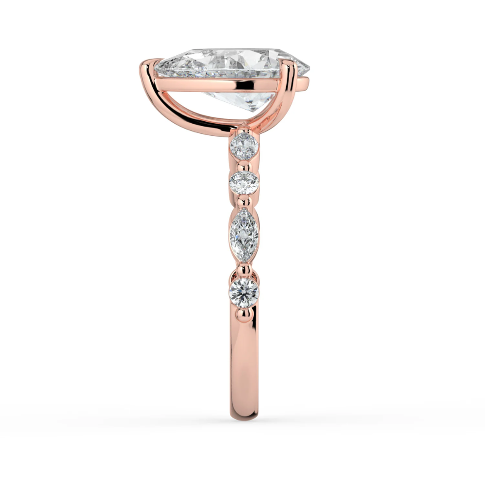 Tamila Accents Lab Diamond Engagement Ring in 18K Gold - Pear