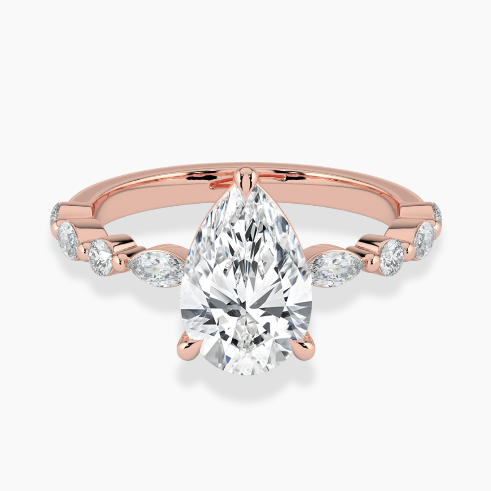 Tamila Accents Lab Diamond Engagement Ring in 18K Gold - Pear