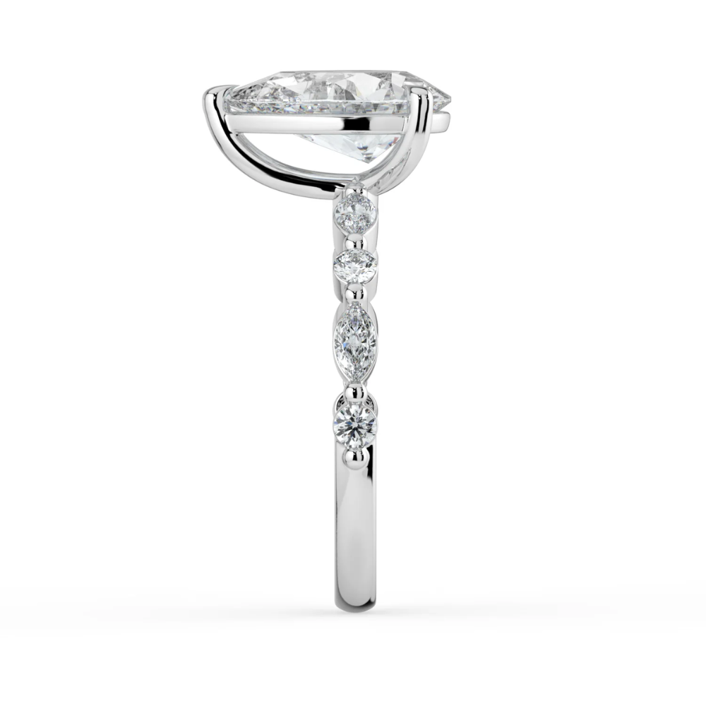 Tamila Accents Lab Diamond Engagement Ring in 18K Gold - Pear