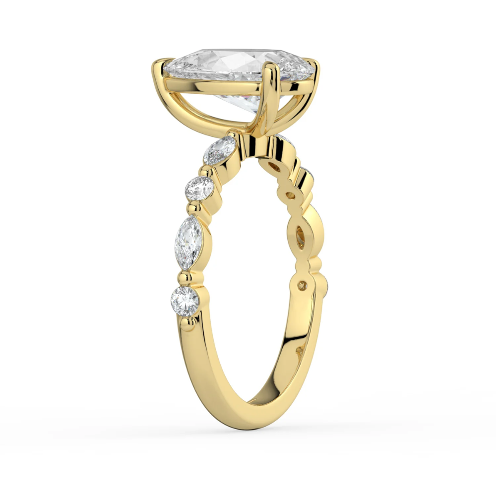 Tamila Accents Lab Diamond Engagement Ring in 18K Gold - Pear