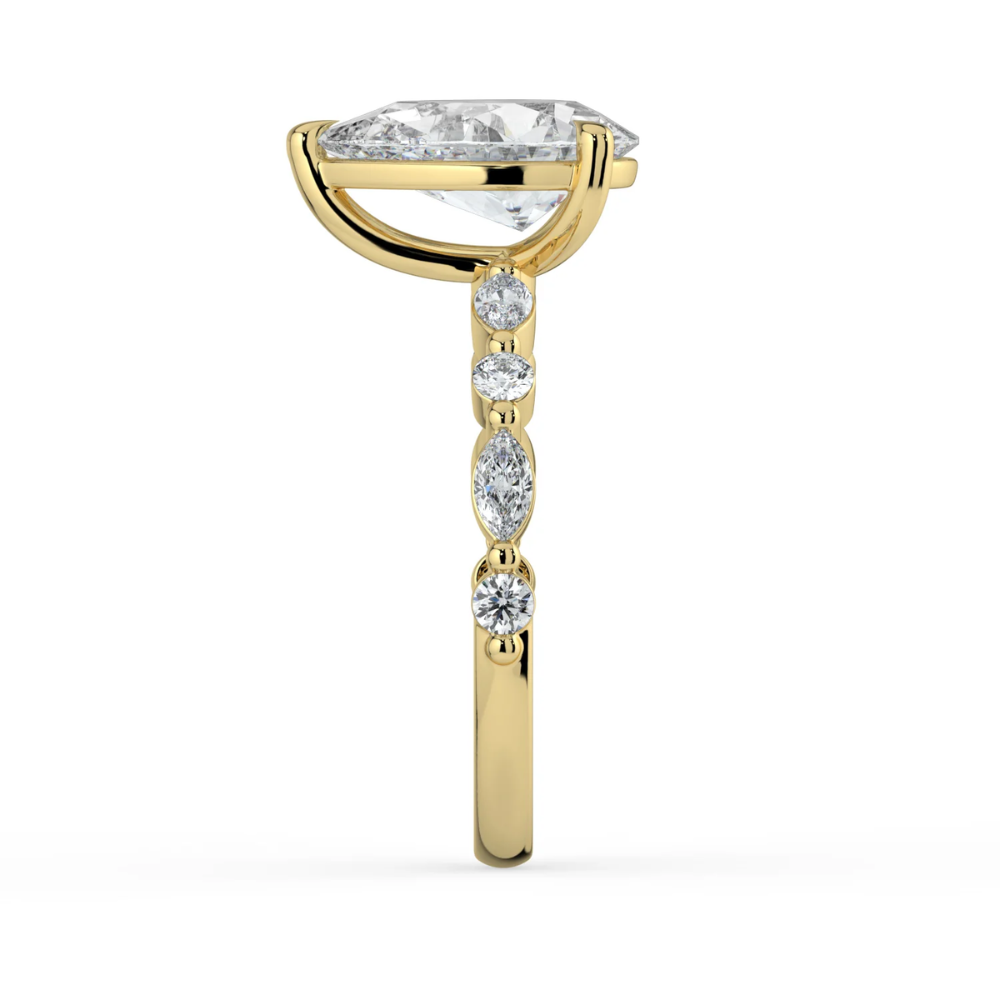 Tamila Accents Lab Diamond Engagement Ring in 18K Gold - Pear