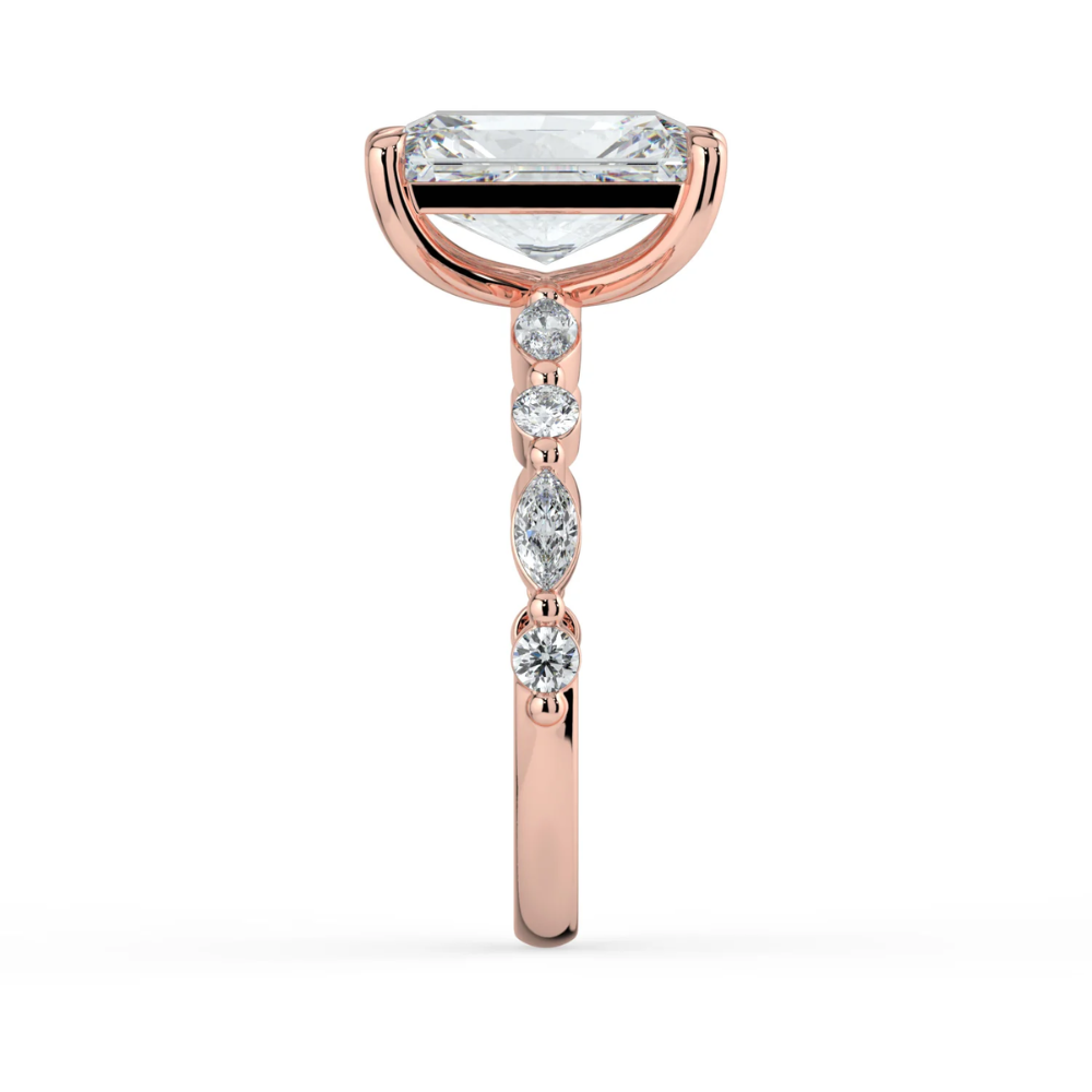 Tamila Accents Lab Diamond Engagement Ring in 18K Gold - Radiant