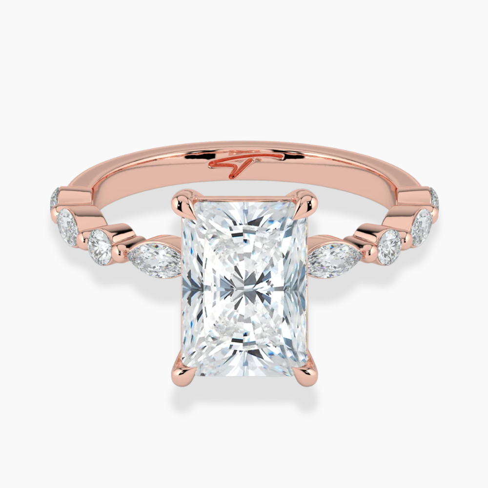 Tamila Accents Lab Diamond Engagement Ring in 18K Gold - Radiant