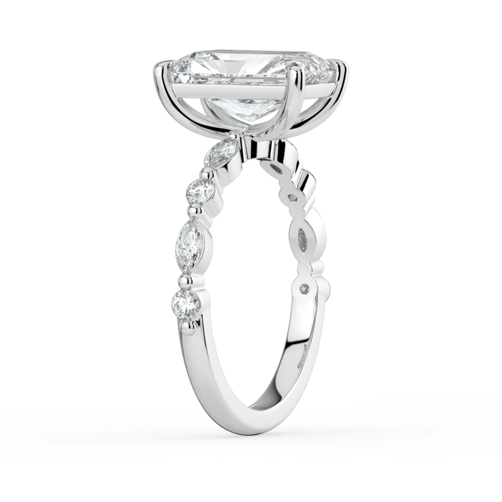 Tamila Accents Lab Diamond Engagement Ring in 18K Gold - Radiant