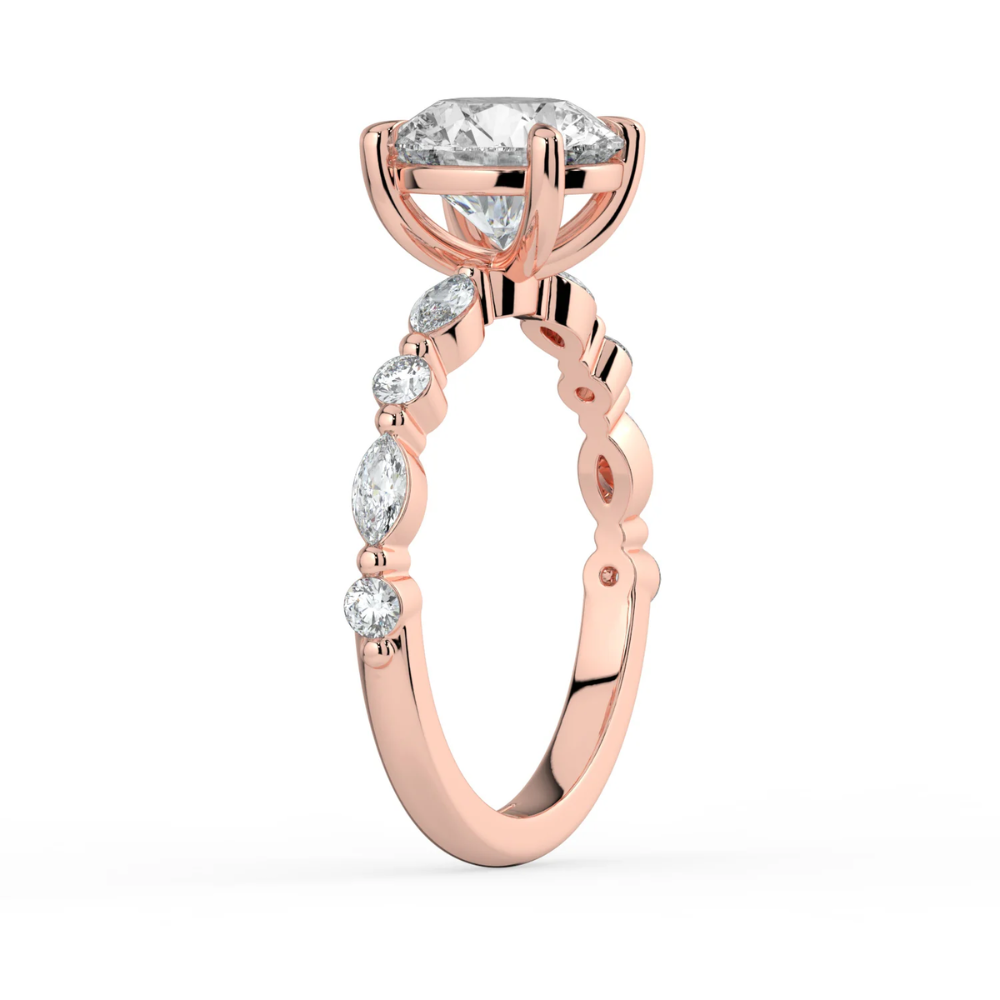 Tamila Accents Lab Diamond Engagement Ring in 18K Gold - Round