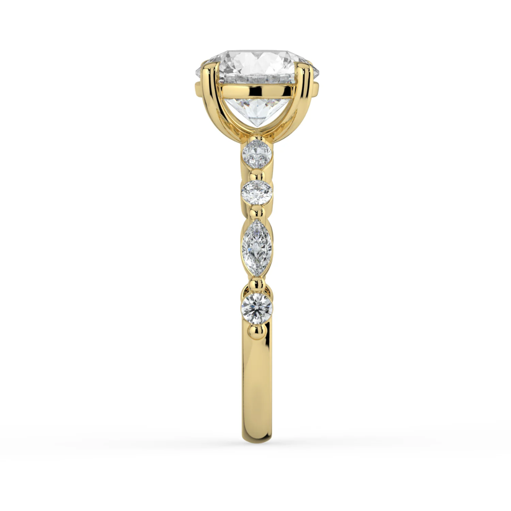 Tamila Accents Lab Diamond Engagement Ring in 18K Gold - Round