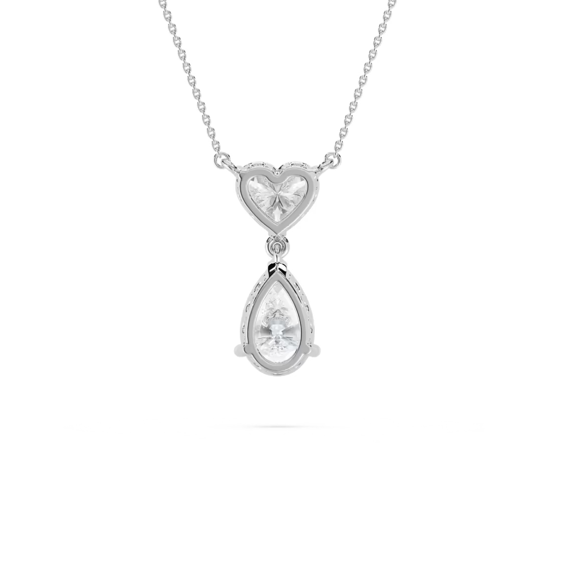Toi et Moi Pear & Heart Pendant Lab Diamond Necklace 18K Gold