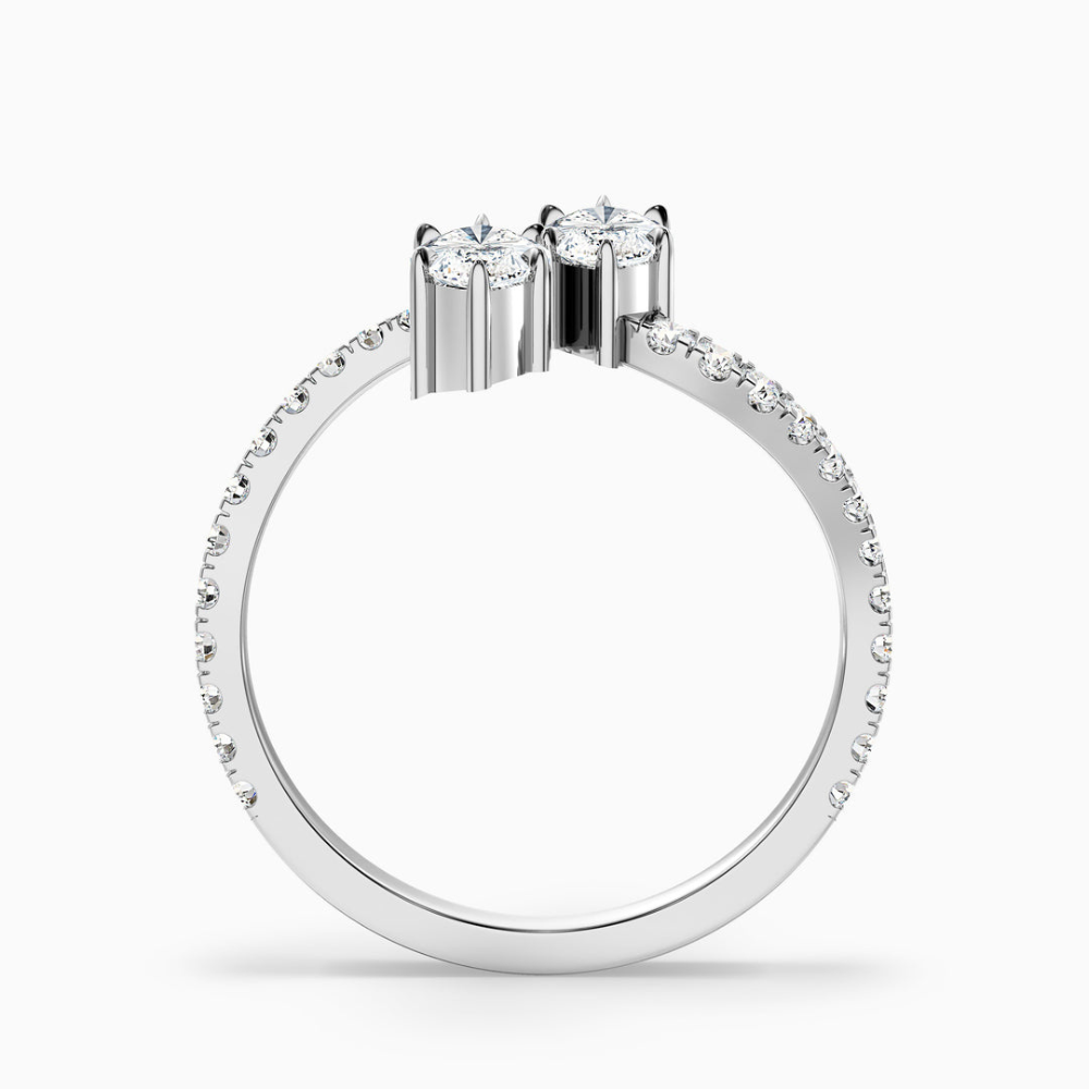 Toi et Moi Curved Pave Lab Diamond Engagement Ring in 18K Gold - Marquise