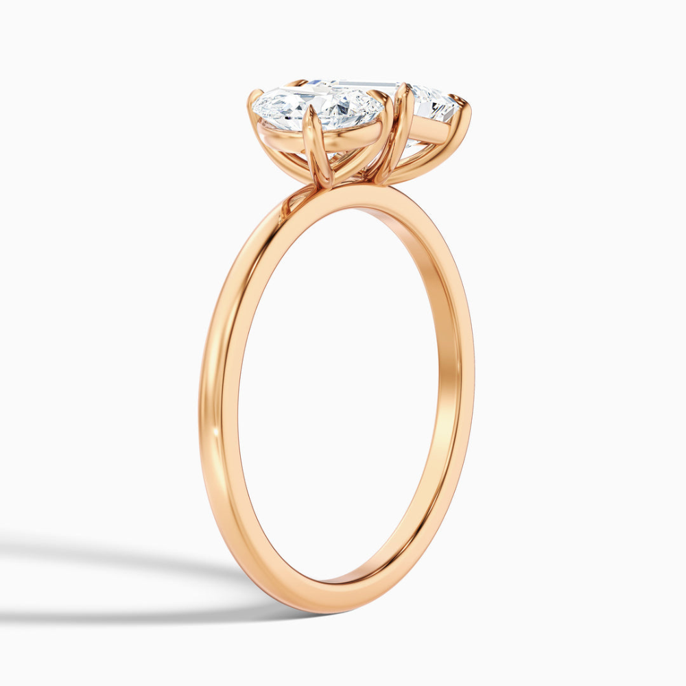 Toi et Moi Lab Diamond Engagement Ring in 18K Gold - Pear and Emerald