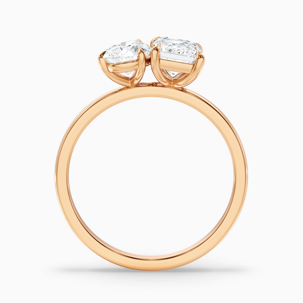 Toi et Moi Lab Diamond Engagement Ring in 18K Gold - Pear and Emerald