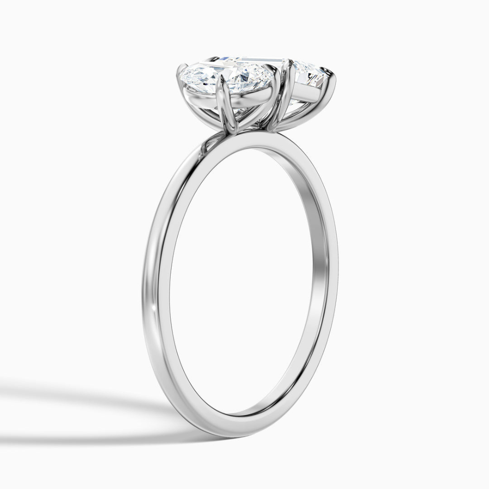 Toi et Moi Lab Diamond Engagement Ring in 18K Gold - Pear and Emerald