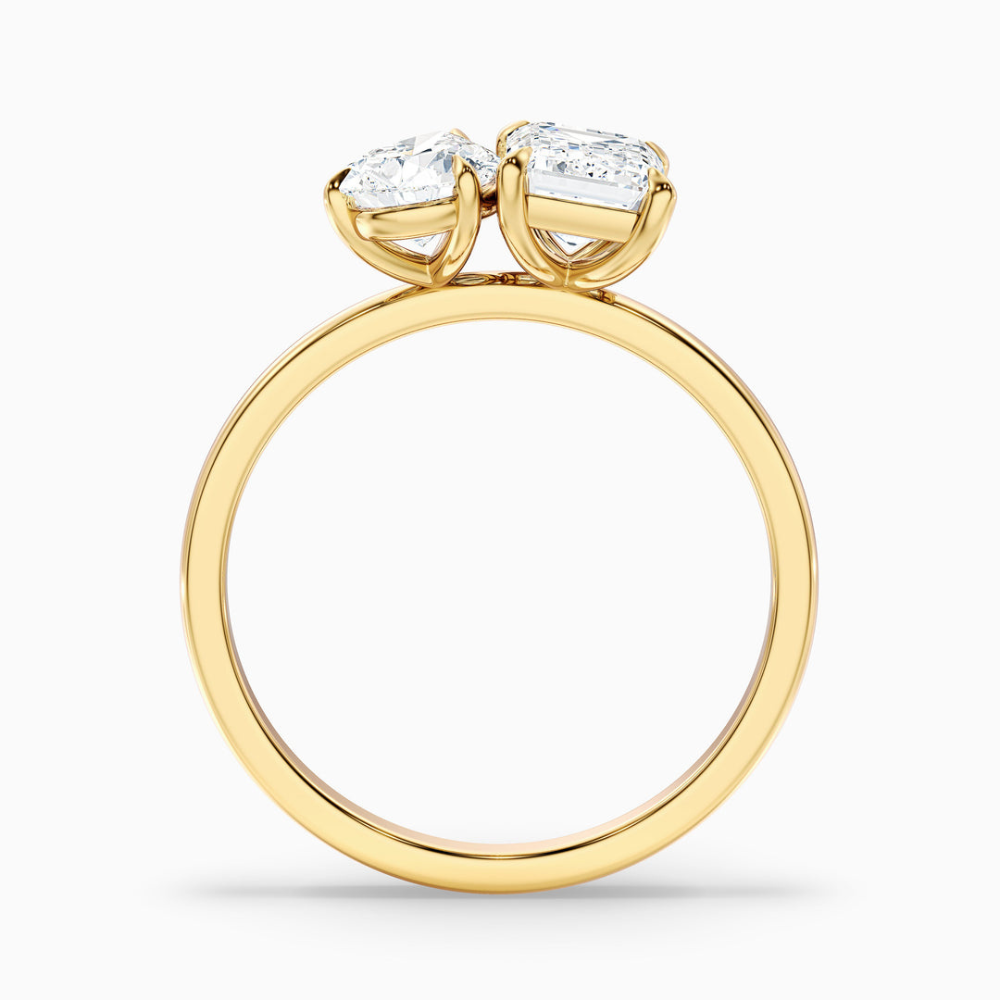 Toi et Moi Lab Diamond Engagement Ring in 18K Gold - Pear and Emerald