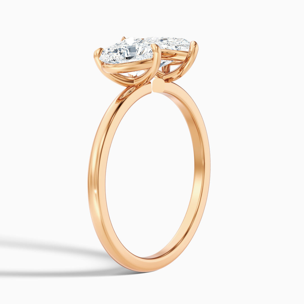 Toi et Moi Open Band Lab Diamond Engagement Ring in 18K Gold - Pear and Heart