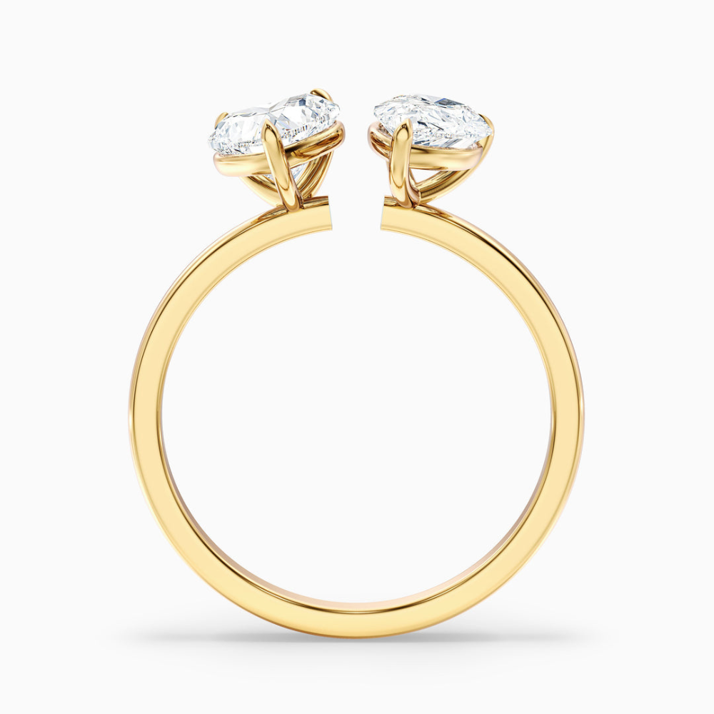 Toi et Moi Open Band Lab Diamond Engagement Ring in 18K Gold - Pear and Heart