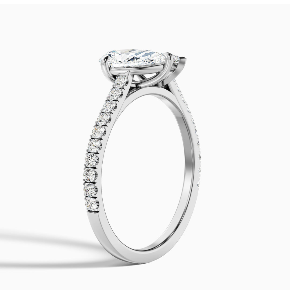 Toi et Moi Pave Lab Diamond Engagement Ring in 18K Gold - Pear and Marquise