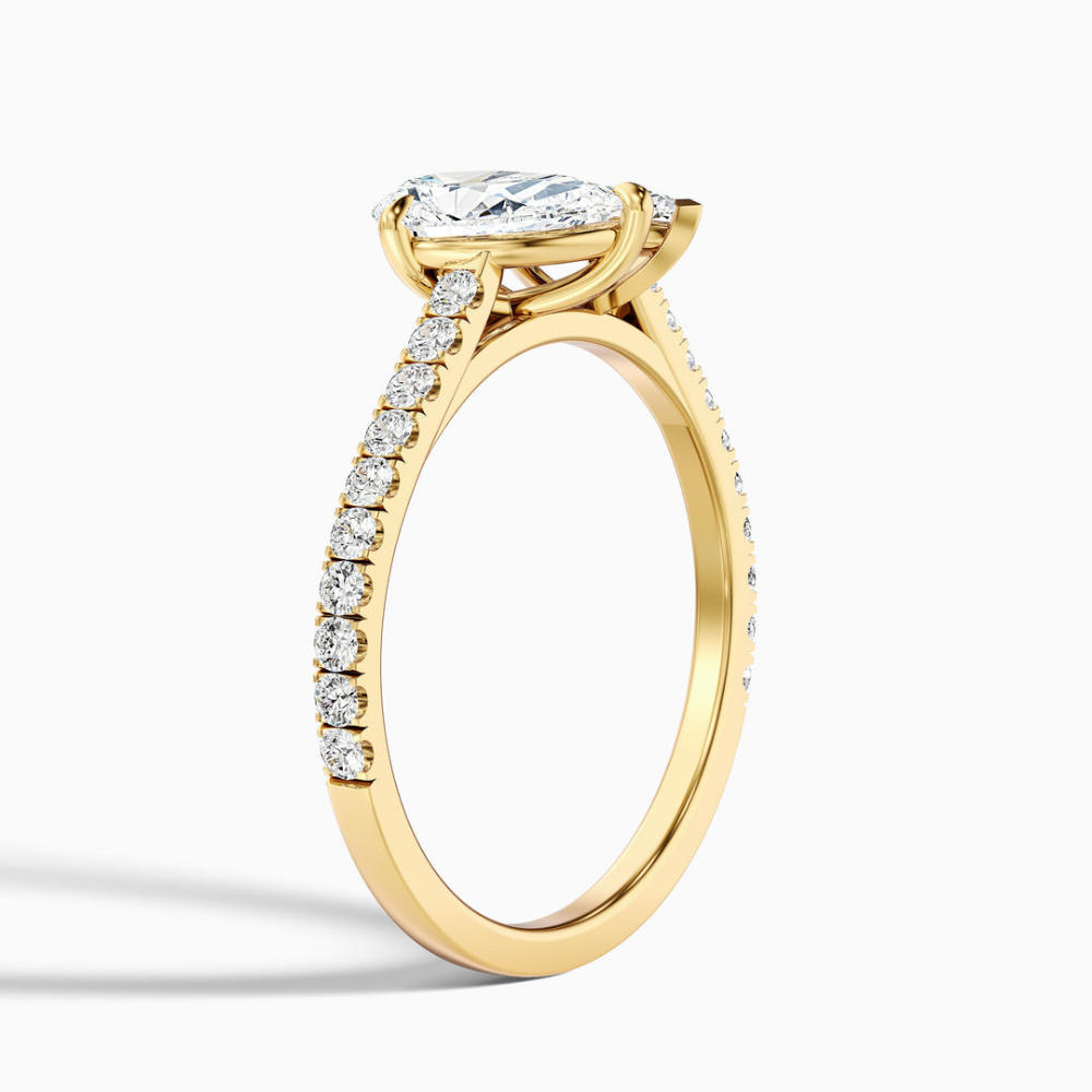 Toi et Moi Pave Lab Diamond Engagement Ring in 18K Gold - Pear and Marquise