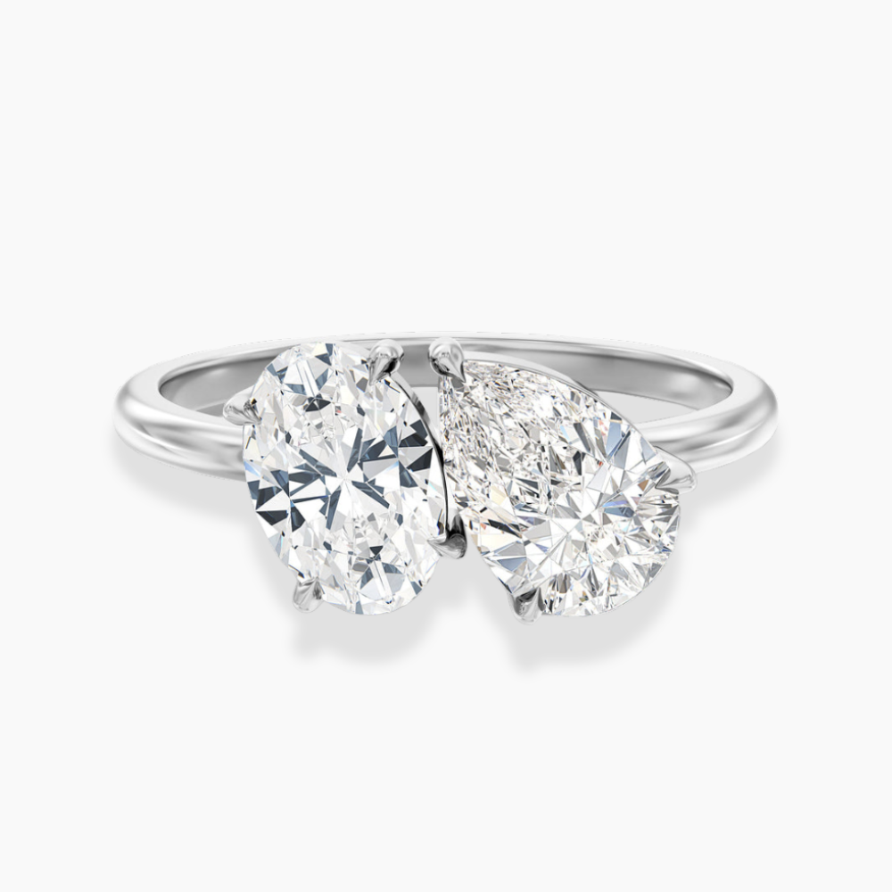 Toi et Moi Lab Diamond Engagement Ring in 18K Gold - Pear and Oval