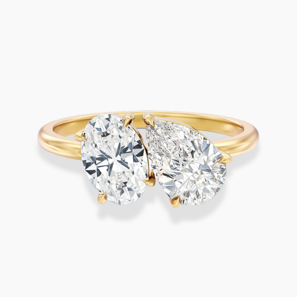 Toi et Moi Lab Diamond Engagement Ring in 18K Gold - Pear and Oval