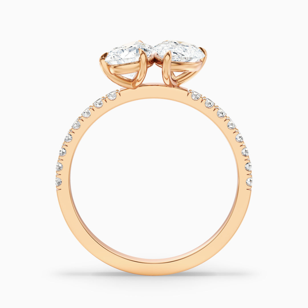 Toi et Moi Pave Lab Diamond Engagement Ring in 18K Gold - Pear