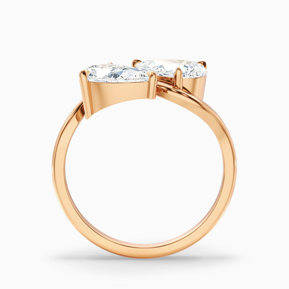 Meagan Toi et Moi Pear Curved Lab Diamond Engagement Ring in 18K Gold